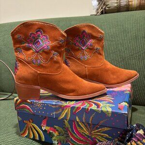 Farm Rio Caramel Boho Western Boot Rust  NEW